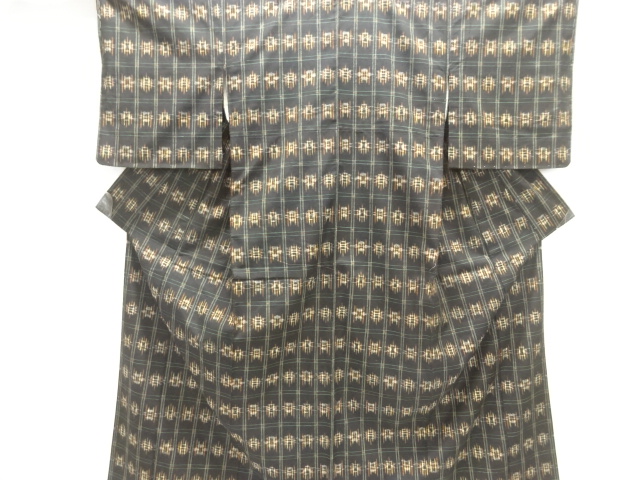 JAPANESE KIMONO / TSUMUGI / UNUSED / WOVEN GRID